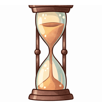 Vintage Hourglass Illustration with Brown Frame and Sand Filling Representing Time Management png