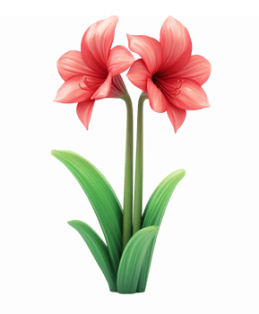 Amaryllis Flower Blossoms with Lush Green Leaves for Garden and Floral Decorations png