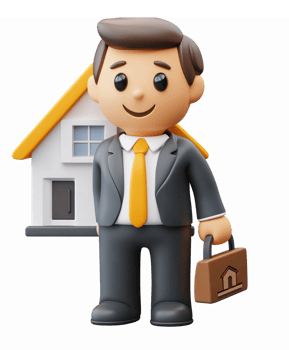 Professional Real Estate Agent Holding Briefcase Standing Next to House Character png