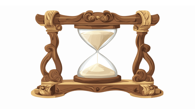Elegant Vintage Hourglass with Ornate Wooden Frame Representing the Passage of Time png