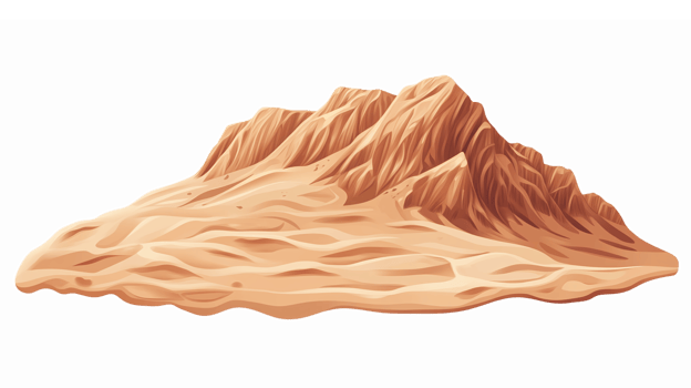 Realistic Sand Mountain Landscape Illustration with Detailed Texture and Transparent Background png