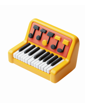 Colorful Mini Keyboard with Musical Notes for Children Music Learning and Play png