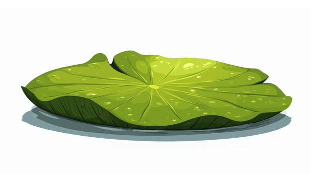 Realistic Green Lotus Leaf Illustration with Water Droplets on a Transparent Background png