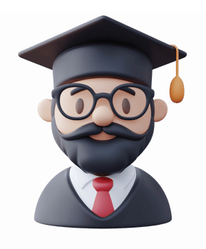 Graduation Cap Wearer Character with Glasses and Beard for Educational Illustrations png