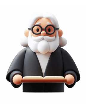 Elderly Scholar Holding Open Book Character with Glasses and White Hair in Professional Attire png