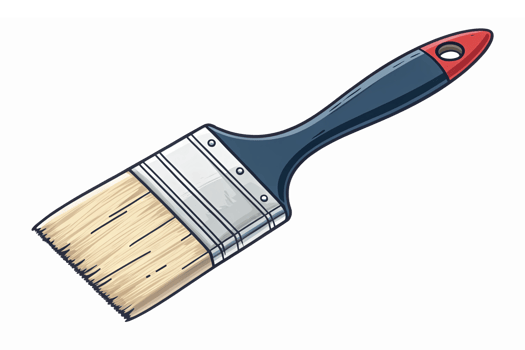 Flat Brush with a Wooden Handle and Bristles for Painting and Home Improvement Projects png