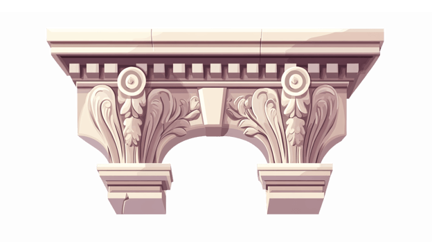 Elegant Architectural Architrave with Ornate Carvings and Decorative Elements png