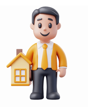 Whimsical 3D Character Holding House for Real Estate Marketing and Home Buying Concepts png