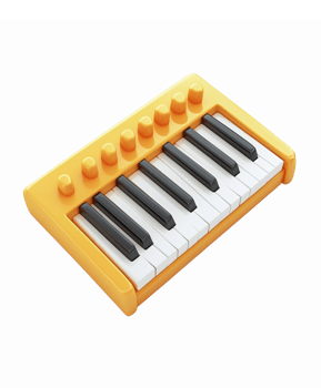 Colorful Mini Keyboard with Black and White Keys Ideal for Music Education and Fun png