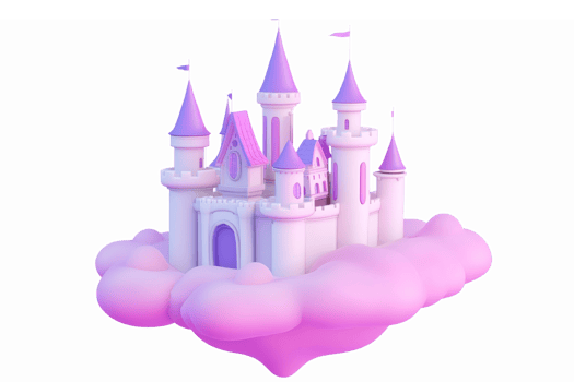 Whimsical Fairy Tale Castle on Cloud Illustration png