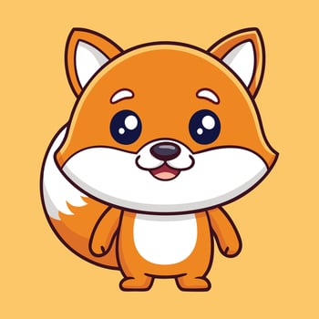 Cartoon Fox Cute Baby Animal Adorable Wildlife Illustration vector