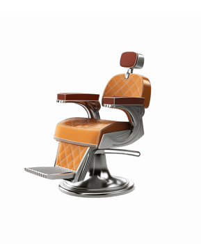 Modern Barber Chair with Orange Upholstery and Chrome Base Ideal for Barbershop Design png