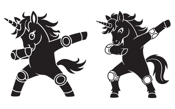 Clipart Dabbing Unicorns Fun And Trendy Unicorn Illustrations. vector