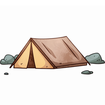 Illustration of a Camping Tent Surrounded by Rocks Perfect for Outdoor Adventure Themes png