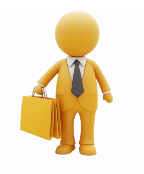 Yellow Businessman Character Holding Briefcase in Suit for Professional and Corporate Use png