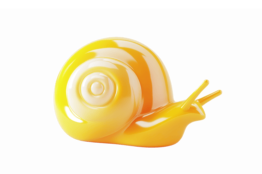 Whimsical Yellow Snail Illustration with Glossy Finish and Transparent Background png