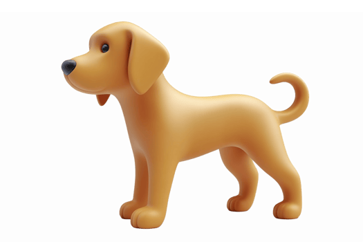 Cartoon Style Yellow Dog Character in 3D for Childrens Designs and Pet Care Illustrations png