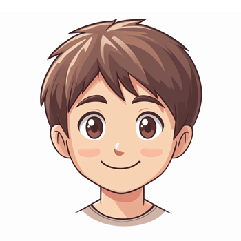 Cute Cartoon Boy Character with Brown Hair and Cheerful Expression for Illustrations png