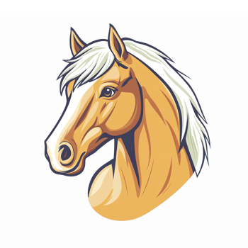 Realistic Golden Horse Head Illustration with Flowing Mane for Equestrian Enthusiasts png