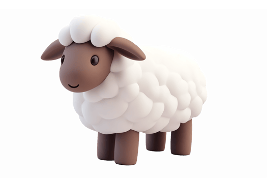 Cute 3D Cartoon Sheep Character with Soft Fluffy Wool and Friendly Expression png