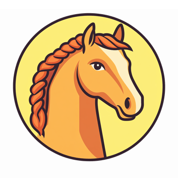 Detailed Illustration of a Horse Head with Braided Mane on Yellow Background png