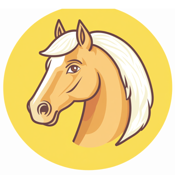 Stylized Golden Horse Head on Bright Yellow Background for Farm and Animal Themes png