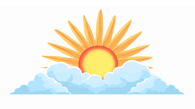 Vibrant Sunrise Over Fluffy Clouds Ideal for Nature Illustrations and Design Projects png