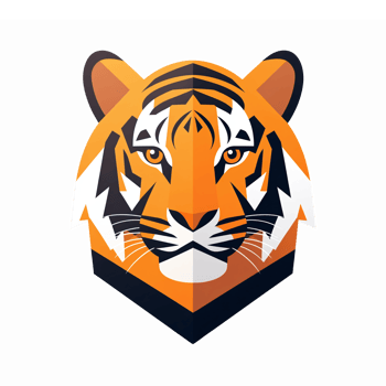 Fierce Stylized Tiger Head Logo with Bold Colors for Wildlife Conservation and Branding png