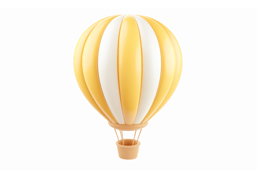 Vibrant Yellow and White Striped Hot Air Balloon for Travel and Adventure Themes png