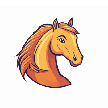 Stylized Horse Head Illustration with Vibrant Colors and Smooth Lines for Creative Projects png