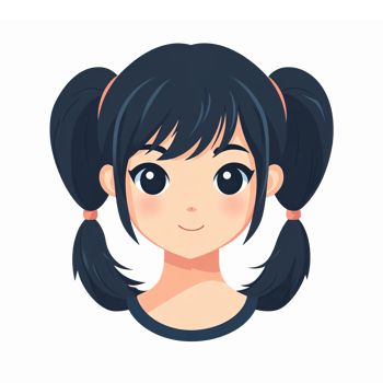 Cute Animated Girl Character with Dark Hair in Pigtails Ideal for Childrens Projects png