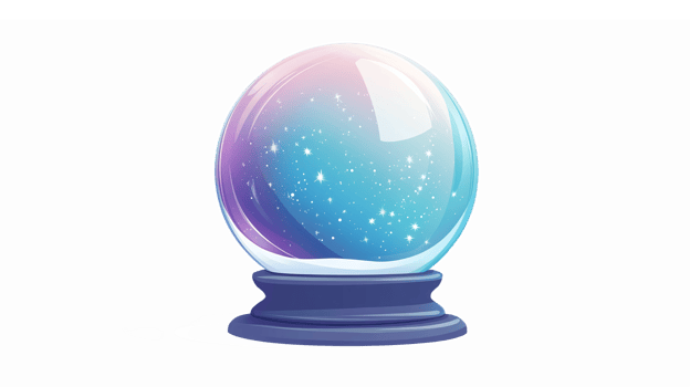 Magical Crystal Ball with Colorful Cosmic Swirls and Stars on Transparent Background png