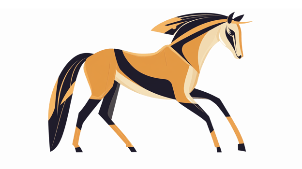 Stylized Running Horse Illustration in Bold Colors for Creative Design Projects png