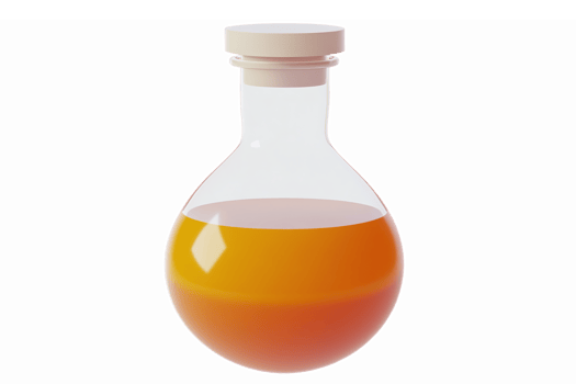 Transparent Laboratory Flask with Orange Liquid for Science Experiments or Chemistry Projects png