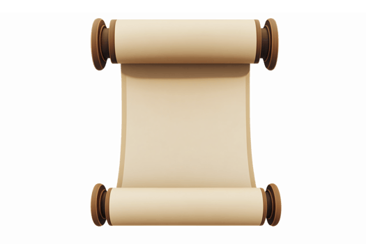 Vintage Scroll Antique Paper Roll With Wooden Spools Isolated On Transparent Background png