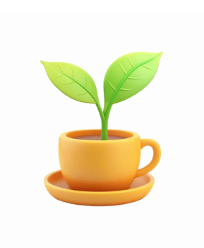 Green Plant Growing in Yellow Ceramic Pot with Saucer for Gardening and Nature Designs png