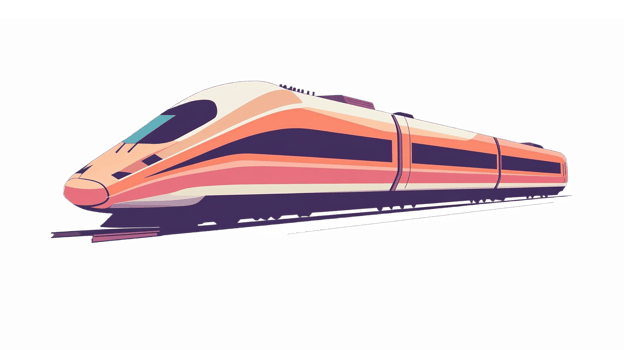 Sleek High-Speed Train Illustration for Transportation and Travel Themes png
