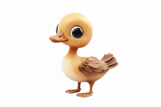 Cute Cartoon Duckling Character with Big Eyes for Childrens Illustrations and Designs png