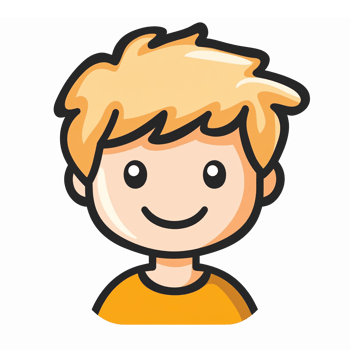 Cute Cartoon Boy Character with Blonde Hair Happy Expression Design png