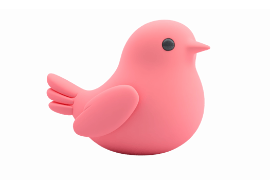 Adorable Pink Bird Character with Round Body and Playful Design for Kids Themes and Decor png