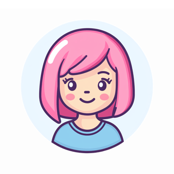 Cute Cartoon Girl Character with Pink Hair Smiling in a Friendly Pose png