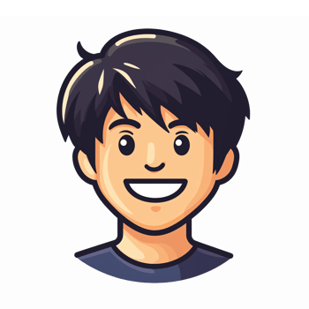 Smiling Young Male Character with Dark Hair in Casual Blue Shirt on Transparent Background png