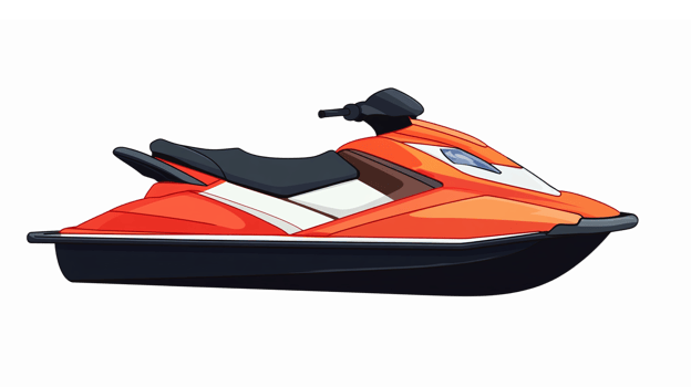 Vibrant Orange Jet Ski Side View for Water Sports Recreation and Adventure Activities png
