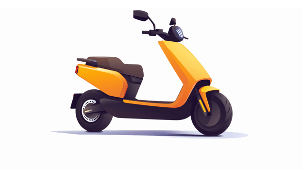 Stylish Electric Scooter in Bright Yellow Color Perfect for Urban Commuting and Eco-Friendly Transportation png
