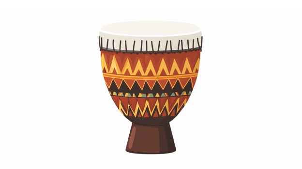 Colorful Handcrafted African Djembe Drum Isolated on Transparent Background for Music and Culture png