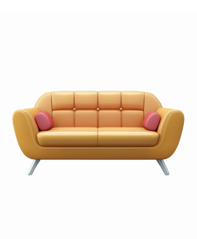 Modern Stylish Two-Seat Sofa with Colorful Cushions on a Transparent Background png