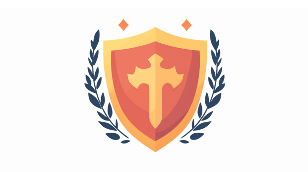 Stylized Shield Emblem with Cross and Laurel Wreath for Security and Protection Themes png