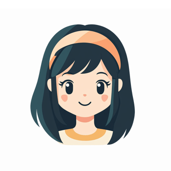 Cute Cartoon Girl Character with Black Hair and Orange Headband Smiling png