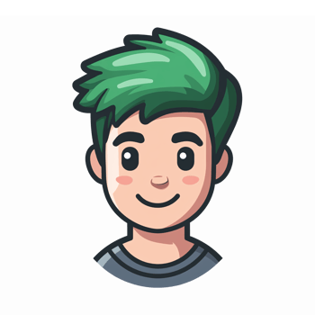 Cartoon Character with Green Hair Smiling Youthful Expression for Fun Design Projects png