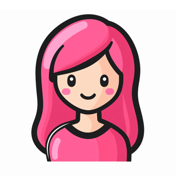 Cute Cartoon Character with Pink Hair Smiling in Casual Outfit for Fun Illustrations and Design png